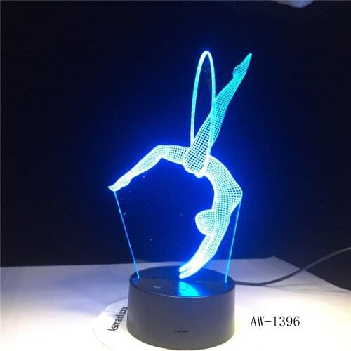 Dancing Acrylic Night Lighting Lamp Yoga 3D LED Luminaria Nightlight Colorful Gradient Table Lava Lamp Bedroom Decor AW-1396