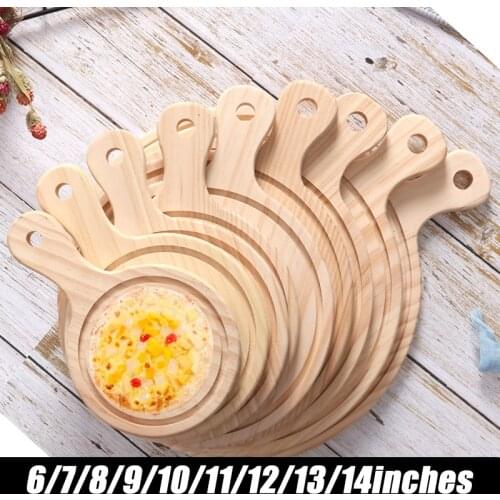 Restaurant Cafe Pizza Plates Round Wooden Kitchenware Handle Bread Tray Food Cutting Board Kitchenware