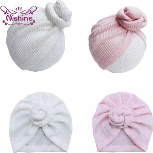 Baby Girls Comfortable Breathable Knitting Hats Solid Color Handmade Knotted Infant Indian Caps Newborn Headwear Birthday Gifts