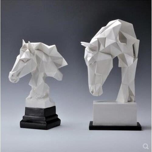 EUROPEAN-STYLE GEOMETRIC WHITE HORSE HEAD CRAFTS DECORATION, HOME OFFICE RESTAURANT BAR DESKTOP DECORATION GIFTS
