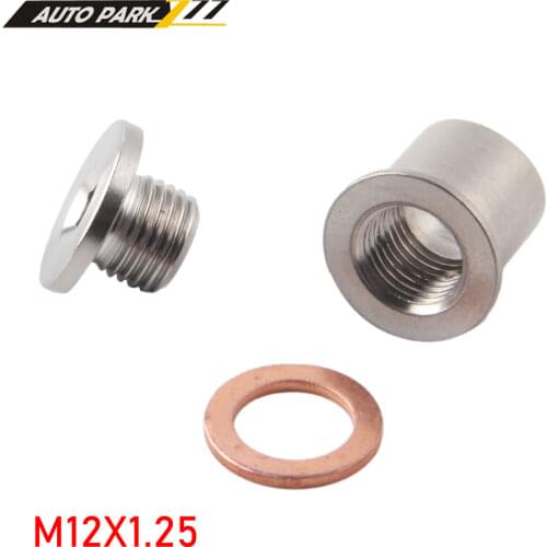 Universal O2 Oxygen Sensor Stepped Mounting Boss And Plugs Stainless Steel Adapter M12x1.25 Thread Nut Bung