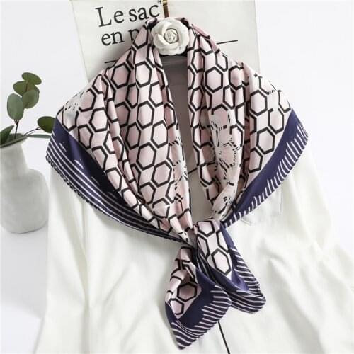 Spring Design Scarf Silk Square Office Lady Headband Pashmina Shawl Wrap Women Bandana Print Foulard Female Scarves Neckerchief