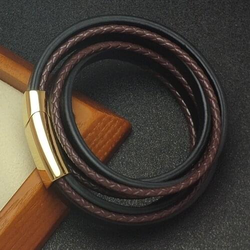 Vintage Men Wrap Bracelet Multilayer Braided Leather Bangles Casual Punk Handmade Jewelry Fashion Wristband Male Boy Gift SJ043H