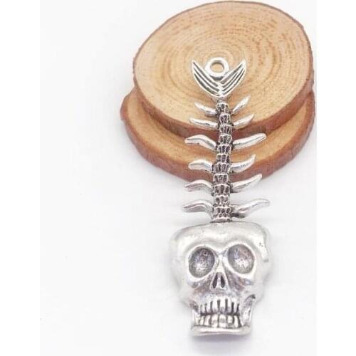 High quality vintage 3 pcs alloy halloween fish bone ghost head charms fit DIY necklace earrings bracelet charms Jewelry Making