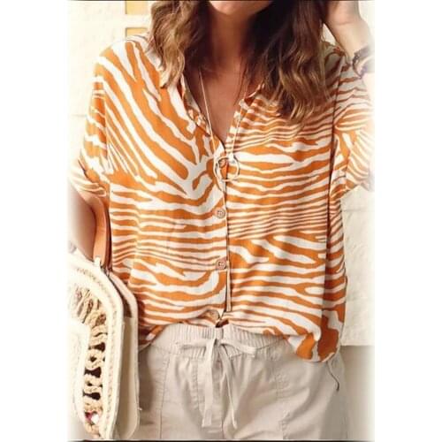 Women Blouse Summer Tops blouse womens zebra print Blouse collar button Slim temperament casual Blouse summer футболка 2021