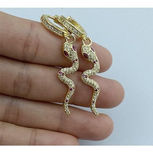 Personality AAA Zircon Snake Earrings for Women Girl 2020 Trendy Hip Hop Statement Statement Party Jewelry Gift