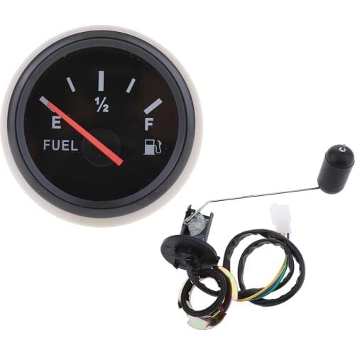2 inch 52mm Waterproof Marine Electric Dash Mounted Fuel Lever Gauge & Sensor E-1/2-F Indicating Range (33 to 240ohm) Black