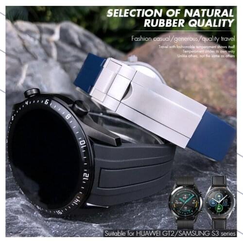 20mm 22mm Rubber Silicone Watch Strap Black Watch Band for HUAWEI GT2 SAMSUNG Galaxy S3 Role Submariner IWC Longines Bracelet