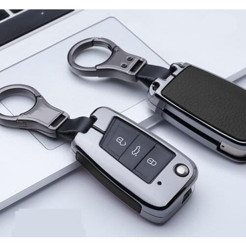 New Galvanzed Alloy&Leather Car key case cover For Volkswagen VW Bora POLO GOLF7 mk7 Passat TIGUAN for Skoda Octavia Accessories