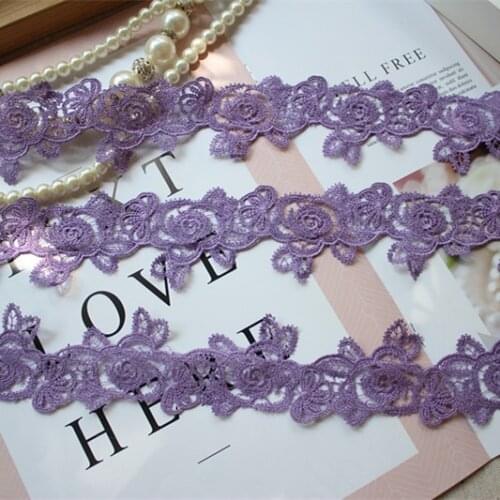4.5cm 1.77" Wide (5Yards/lot) Purple Water Soluble Lace,Embroidery Venise Lace Trim for Garment Decoration