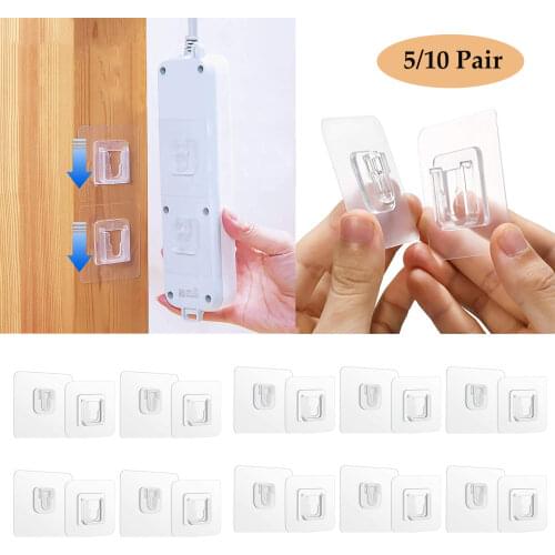 5/10 Pairs Double Sided Adhesive Wall Hooks Hanger Clear Sticking Hook Self Adhesive Hooks Suction Cup Sucker Storage Holder