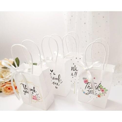 5PCS Thank You Gift Bag Packaging For Store Clothes Business With Handles Storage Bags Wedding Favor Party Supplies Handbags