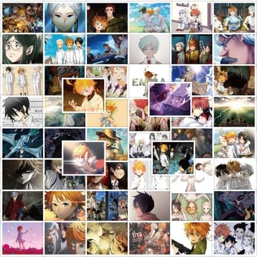 50Pcs The Promised Neverland Stickers Anime Decal For Refrigerator Fridge Skateboard Laptop Luggage Graffiti Toy