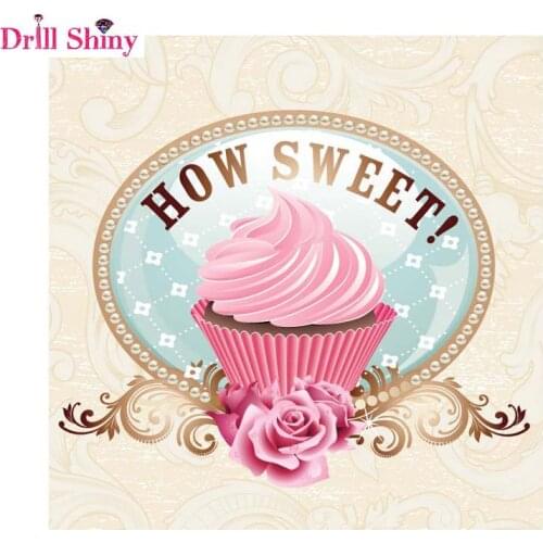 5D Diy Diamond Embroidery Painting Cup Cakes Bead Patterns Full Drill Rhinestones Square Mosaic Crystal Cross Stitch Needlework