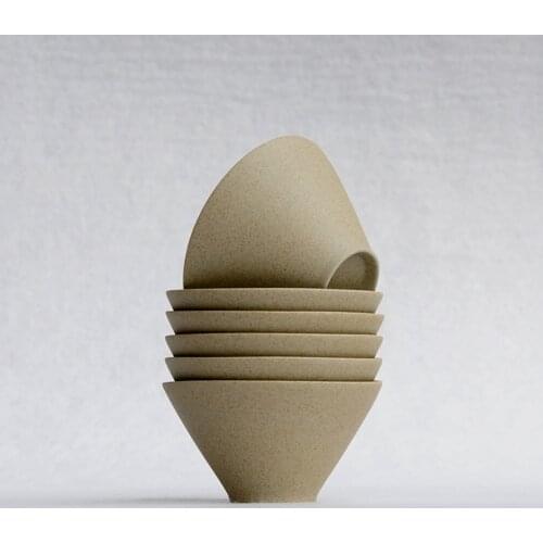 6pcs x 65ml Retro Japanese Style Matcha Green Tea Cup Crude Pottery Bamboo-hat Kungfu Tea Cup Matcha Giftset Master Teaware Set