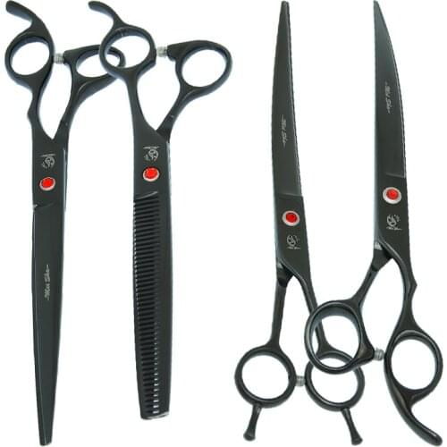 8.0" Pets Trimming Scissors Professional Dogs Grooming Shears Straight Curved Hair Cutting Tijeras 7.5" Thinning Tesouras B0044A