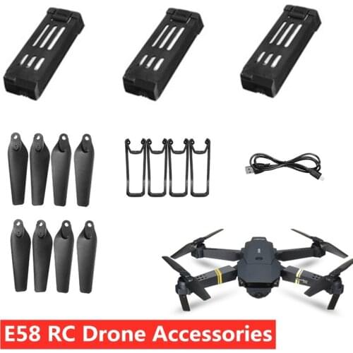 E58 E-58 RC Drone Spare Part 3.7V 500mAh Battery Propeller USB For E58 RC Drone Accessories E58 Aircraft Blade Protect Frame