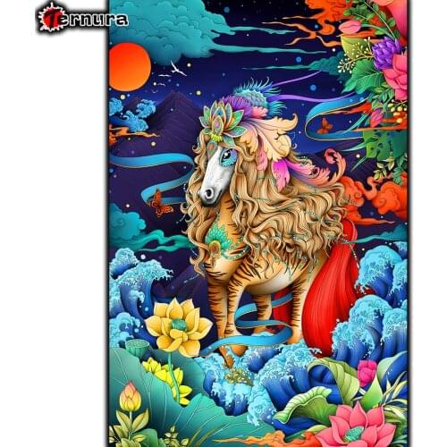 DIY Diamond EmbroideryFantasy animal horse Diamond Painting Cross Stitch 5d Full Square round Drill Mosaic diamond picture
