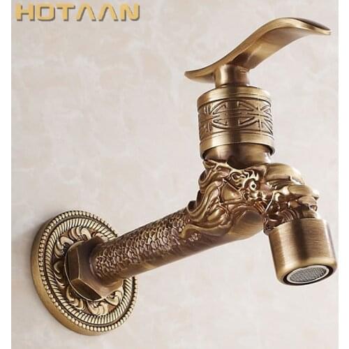 Antique Bronze Dragon Carved Tap Animal Shape Faucet Garden Bibcock Washing Machine Faucet Outdoor Faucet For Garden YT-5157-B