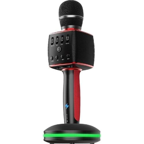 Wireless Microphone Bluetooth 5.0 Karaoke Rechargeable Dynamic Mic System Set with Dual Powerful Speakers Charging Base