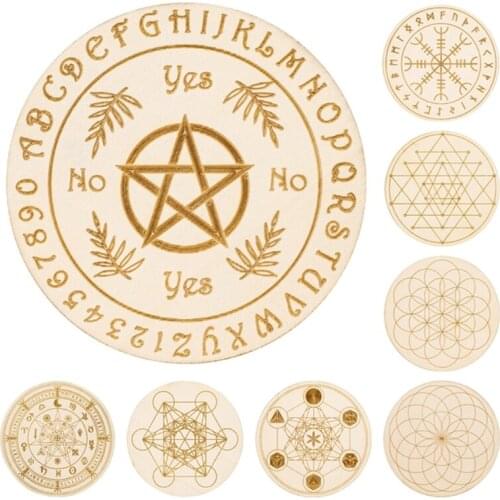 Chakra Tree of Life Natural Symbol Wood Divination Coaster Round Altar Pad Props Ritual Witchcraft Supplies for Altar Table Deco