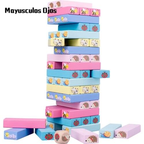 Wooden Large Stacked High Building Blocks Stacking Toys Digital Adult Board Game