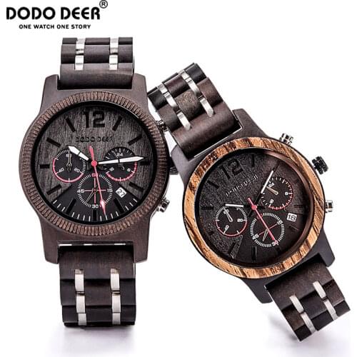 DODO DEER Wood Watch Men Women Creative Calendar Fashion Casual Wooden Quartz Watches Relogio Masculino Wooden Boxes Custom OEM