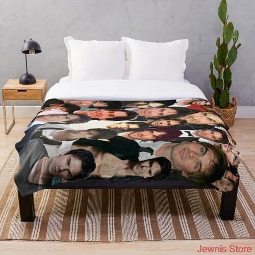 Ian Somerhalder Photo Collage Blanket Warm Cozy Letter Throw Blanket Print on Demand Sherpa Blankets for Sofa Thin Quilt