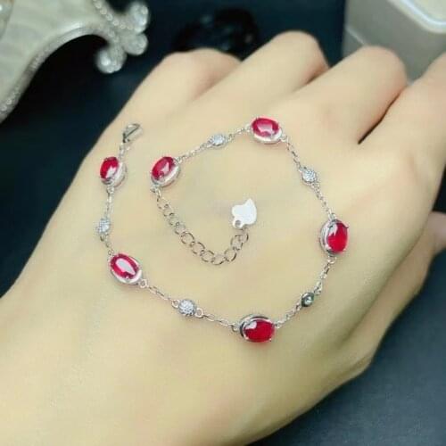 Exquisite ruby bracelet red ruby gemstone bracelet women silver jewelry fine present real natural gem good color christmas gift