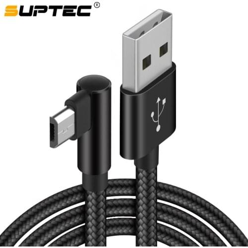 SUPTEC 90 Degree Micro USB Cable 2.4A Fast Charging Data Wire Cord Charger Cable for Android Samsung S6 S7 Edge Xiaomi Huawei LG