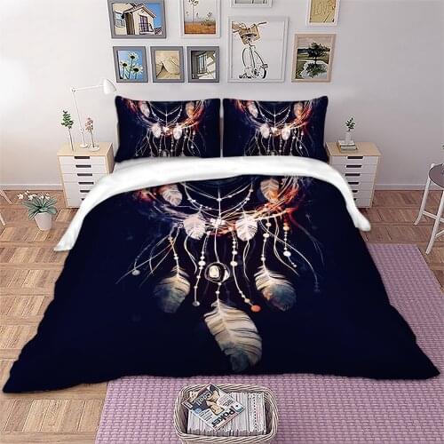 Dreamcatcher Bedding Set Duvet Cover pillowcase Black COlor Twin Full Queen King Size 3PCS