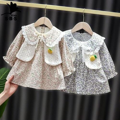 Toddler Girls Korean Dress 2021 New Arrival Sweet Spring and Autumn Floral Dress Fashion Style Ruffled Princess Dress