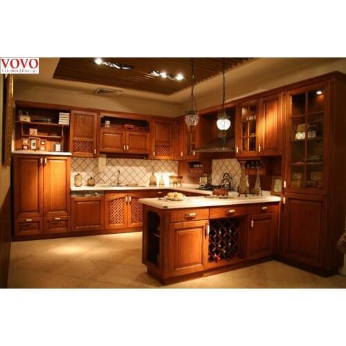 American red oak kitchen cabinet with wine rack & Ventilation holes