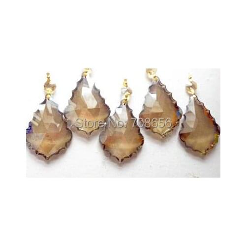 4 pc Chandelier Crystal 76mm Prism Champagne French Cut Leaf Ornaments Baroque