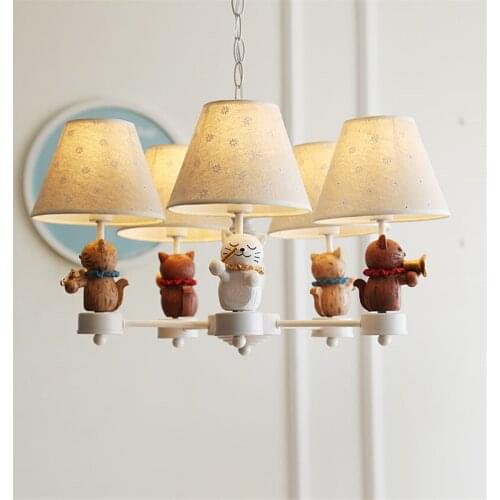 American Cartoon Animal Meow Band Chandelier Childrens Room Bedroom Restaurant Clothing Store Boy Girl Study Decor Lighting E27