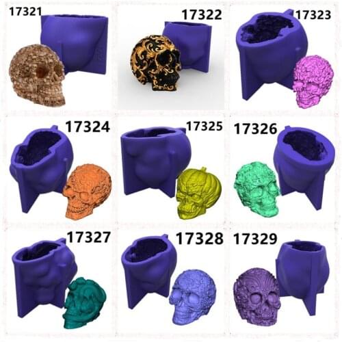 A Set of Cool Skulls Silicone Candle Mold for DIY Epoxy Resin Aromatherapy Candle Plaster Ornaments Soap Moud Handicrafts Making