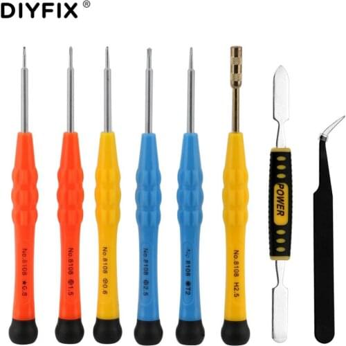 DIYFIX 8 in 1 Hand Tools Set Precision Screwdriver Set Tweezers Crowbar for iPhone 7 Mobile Phone Opening Repair Tools Kits Sets
