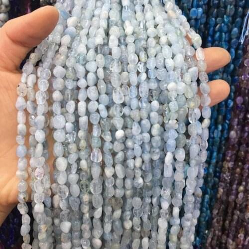 2020 new Aquamarinenatural stone loose beads DIY jewelry can be made necklace bracelet size: 6x8-8x10mm