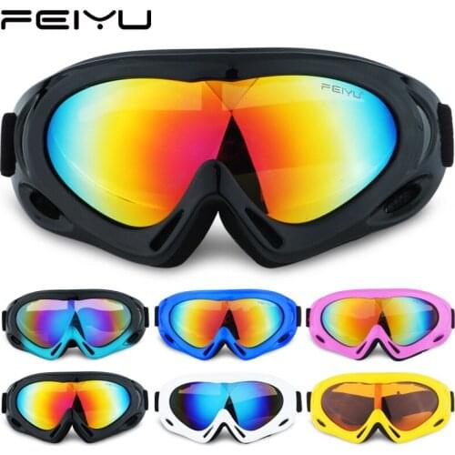 FEIYU Snowboard Ski Goggles Mask Windproof UV400 Skiing Sunglasses Motocross off road Glasses Helmet sand proof branca de neve