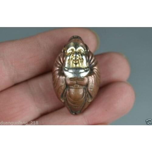 Elaborate Chinese Collectible Handwork Copper Carved with Immortal Lucky Wealth Statue