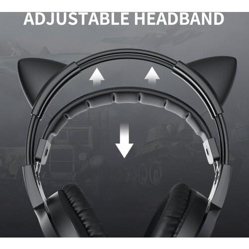 SOMIC Wired Headset Gamer Black Cat Ear Headset PS4 Phone PC With Microphone 3.5mm Gaming Phone PS4 Overear Gamer G951s Black