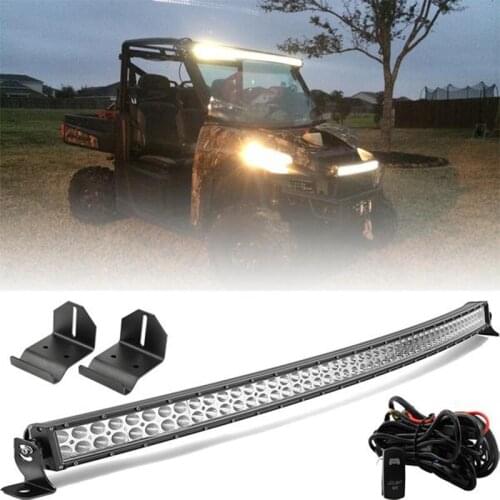 For Polaris Ranger 500 570 900 1000 Fullsize 50" Straight LED Light Bar Upper Windshield Pro-fit Cage Mounting Brackets
