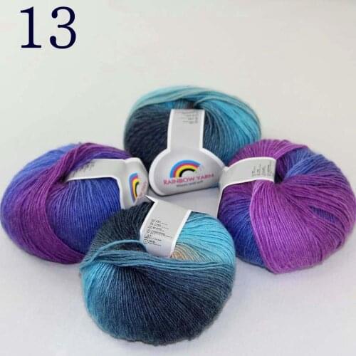 Sale Soft 4X50gr balls Cashmere Wool Colorful Rainbow Wrap Shawl DIY Hand Knit Yarn 524-13 Purple Turquoise Gray Beige