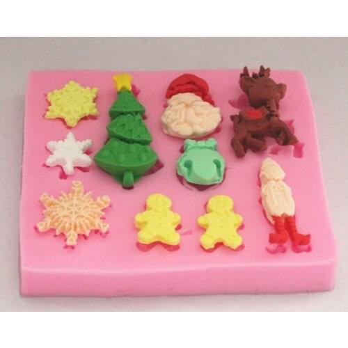 Christmas Xmas Snowflake Snowman Tree Silicone Fondant Mold Sugar Craft Cake Decoration FM217