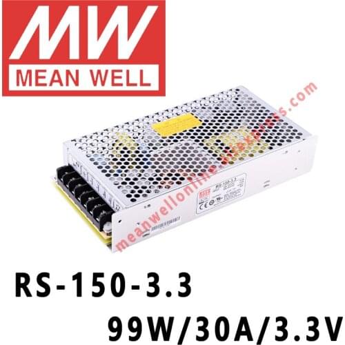 RS-150-3.3 Mean Well 99W/30A/3.3V DC Single Output Switching Power Supply meanwell online store