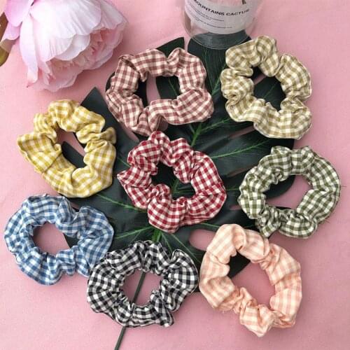 Net Plaid Highly Elastic Headband Large Intestine Trellis Design Loop Hair Rope Ties For Girls Ponytail Holder Hair Rings