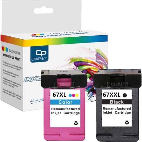 Civoprint 67XL Ink Cartridge Replacement For HP 67 XL Deskjet 2723 2752 1225 6020 6052 6055 6420 6452 4152 4140 4155 Printer