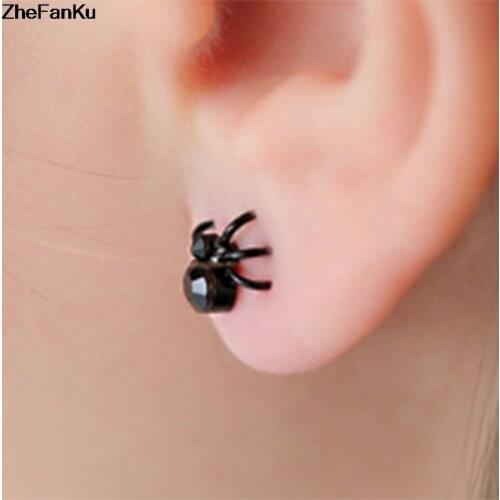 Creative Fashion Black Tiny Stud Spider Lovely Cuff Earrings Cute Earring For Lady Girl Women And Men