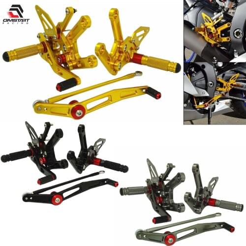 Waase Motorcycle Adjustable Rearset Footrests Foot Rest Pegs Pedal Rear Set For YAMAHA YZF-R6 YZF R6 2006-2007 2008-2016
