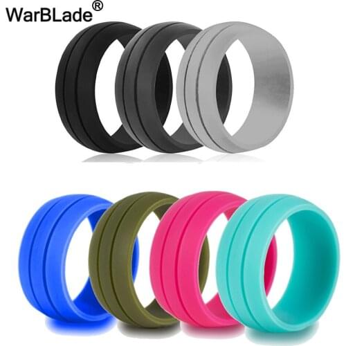 WarBLade 7pcs/set 6-12 Size Hypoallergenic Crossfit Flexible Rubber Rings 8mm Silicone Finger Rings For Men Women Wedding Gift